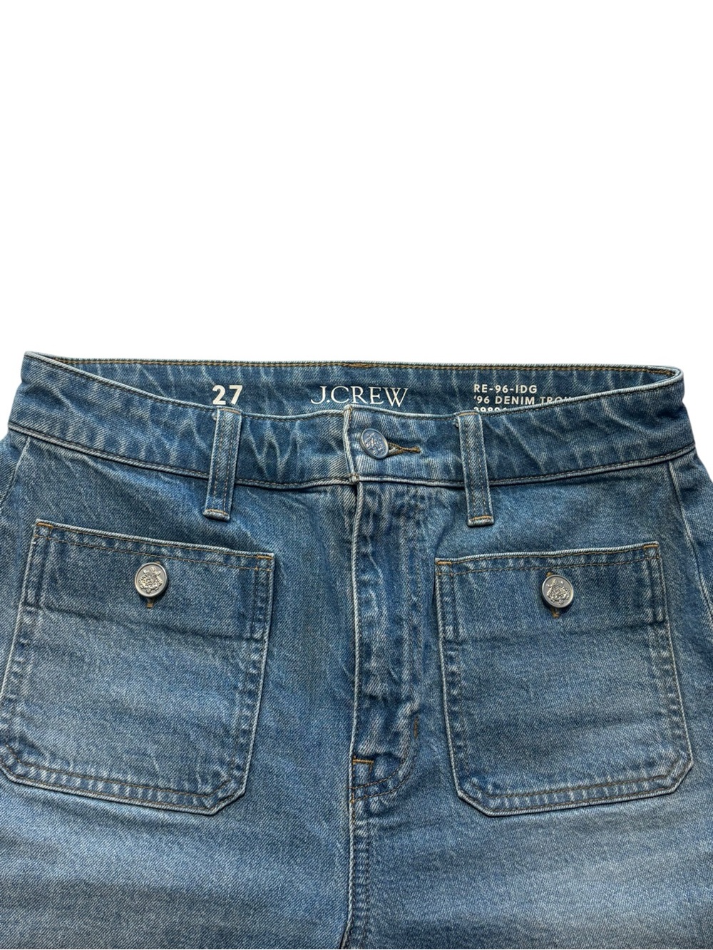 J. Crew High Rise Sailor Denim Trouser in 1996 Semi-Stretch Size 27 Light Wash - Picture 3 of 9